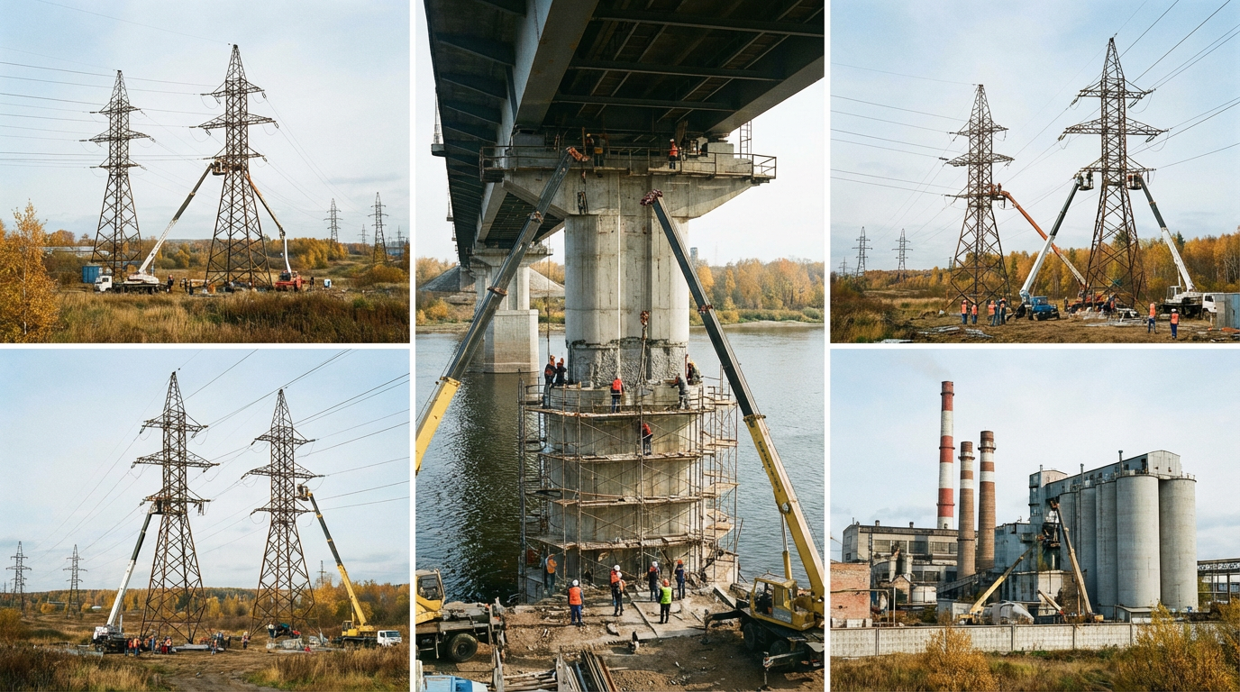 Ремонт бетонных и железобетонных опор